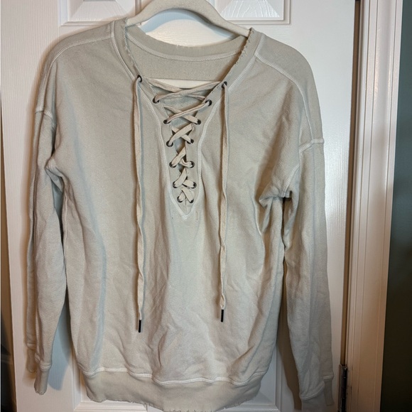 n:PHILANTHROPY Sweaters - n:PHILANTHROPY Lace-Up Beige Sweater
